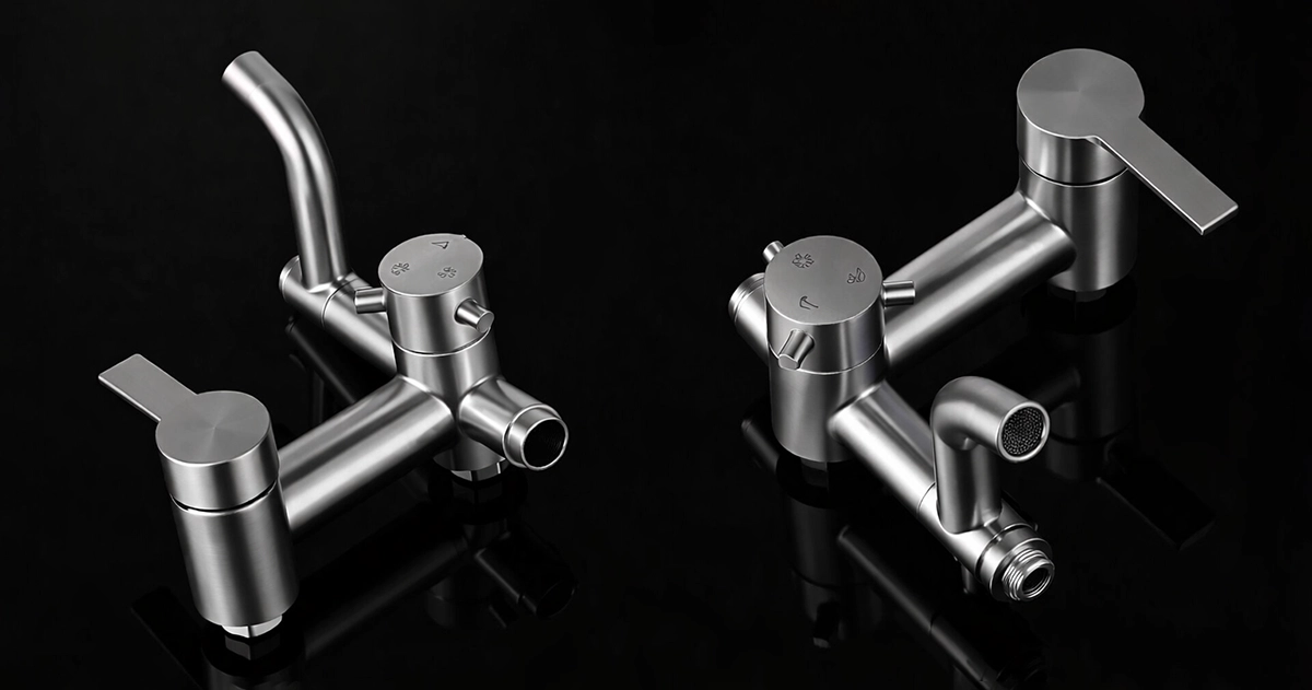 Colonne bain douche nickel brossé Venise avec douche de tête, douchette à main et finition haut de gamme